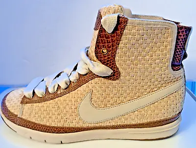 NIKE J Crew Blazer Mid Straw/Leather 314990-121 10 Sneaker Shoes Women's Size 7 • $34.99