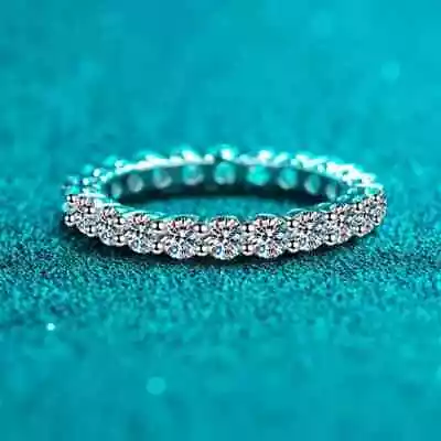 2Ct Round Lab-Created Diamond Eternity Band Wedding Ring 14K White Gold Plated • $64.99