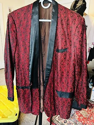 Vintage 1960s Pleetway Red And Black Smoking Jacket/lounge Wear. Kimony Size Med • $75