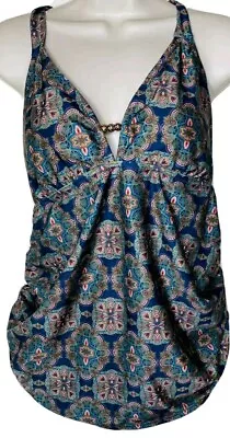 A Pea In The Pod Maternity Halter Tankini Swimsuit Top Bohemian Paisley Print XS • $17.99