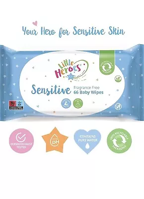 Little Heroes Sensitive Fragrance Free Baby Wipes X 66 Wipes • £4.99