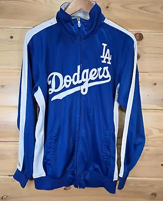 Los Angeles Dodgers Track Jacket Men Medium Tall Majestic Blue Full Zip READ • $29.99