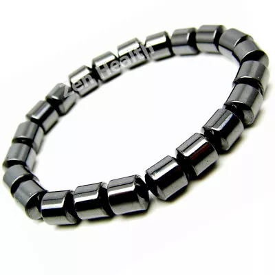 Magnetic Barrell Hematite Beaded Stretch Bracelet Arthritis Pain Relief Therapy • £3.66