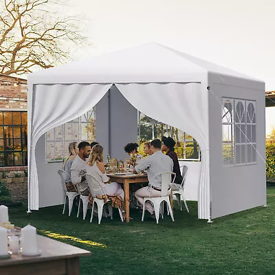 LOEFME Gazebo With Side Garden Marquee Awning Outdoor Party Camping Tent 3x3m • £54.99