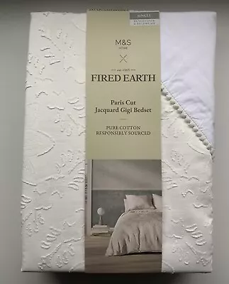 M&s Fired Earth Jacquard Gigi Paris Cut Single Bedset Duvet Cover Dover Cliffs • £33.95