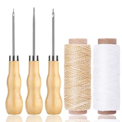 Leather Sewing Kit Awl Hand Stitching Waxed Thread For Leathercraft Shoes Repair • $11.89