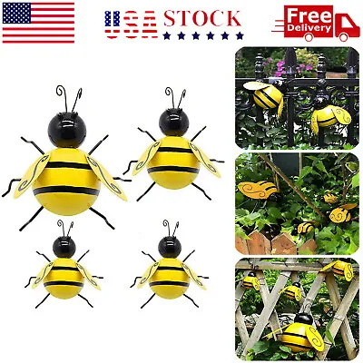 Decorative Metal Bumble Bee Garden Accents - Lawn Ornaments - Set Of 4 • $11.99