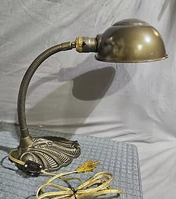 Gooseneck Desk Lamp Cast Iron Base Deco Industrial Machine Vintage Works Moves • $20