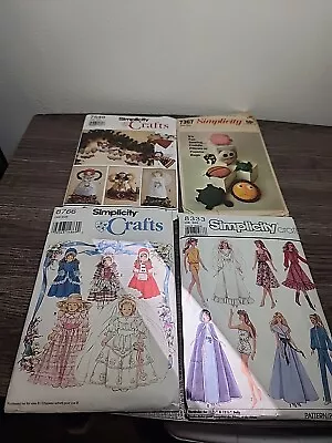 Lot Of 4 Vintage Simplicity Craft Patterns  Pillows Barbie Doll Clothes... • $19.99