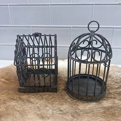 2 Vintage Style Metal Bird Cage Miniature For Garden Or Decor Indoor/Outdoor • $19.44