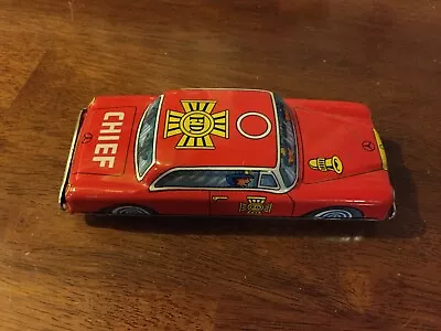 1960s Japanese Tin Toy Maker  Mercedes  Fire Department Chief • $39.95