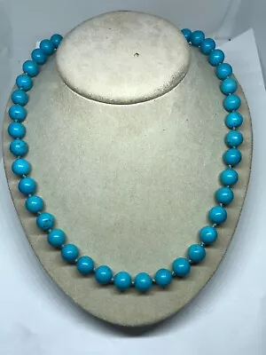 Vtg Elegant Simple Turquoise Bead Necklace • $9.99