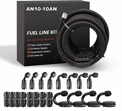 AN10 Stainless Steel Nylon Braided Oil Gas Fuel Line Hose 10AN Fuel Line Kit 20' • $108.30