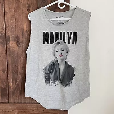 Marilyn Monroe XL Graphic Tank Top Gray Grunge Sleeveless Portrait Retro • $7.99