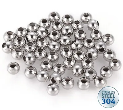 50 STAINLESS STEEL 304 ROUND SPACER BEADS 4mm JEWELLERY MAKING STA8 • £3.19