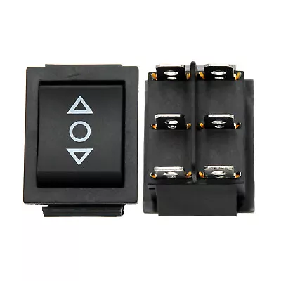 Daier KCD Momentary 3 Position Rocker Switch Black DPDT 20A 250V (On)-Off-(On) • $9.95