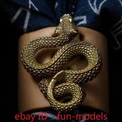 Snake Shaped Copper Rattlesnake Emblem Small Snake Decorative Accessory Statue • $8.99