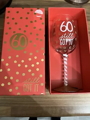 60th Birthday Embellished Wine Glass In A Gift Box New • £4.99