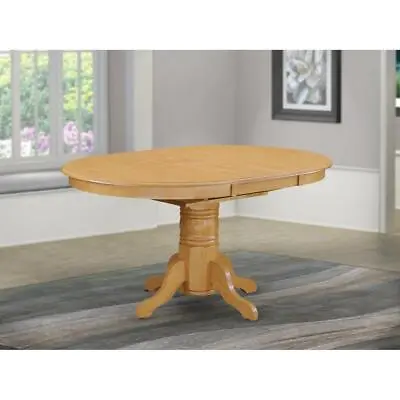 Avon  Single  Pedestal  Oval    Table  With  18   Butterfly  Leaf  Oak  Finish • $381.66