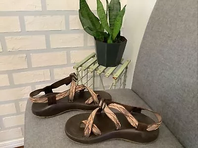 $35 • Buy Chaco Tegu ZX2 Brown Cherry Blossom Strappy Slip On Hiking Vibram Sandals Sz. W8