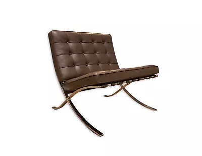 Mies Van Der Rohe For Knoll Brown Barcelona Leather Chair Mid Century Modern • $4800