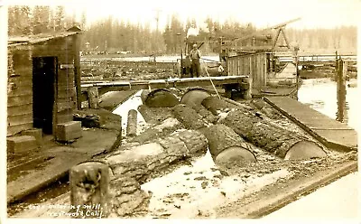 Logs Entering Mill Logging Westwood California Rppc Vintage Postcard (sx 69) • $24