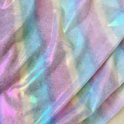 Rainbow Sequin Fabric Striped Glitter Stretch For Fancy Dress Swimwear Craft SPW • $30.77