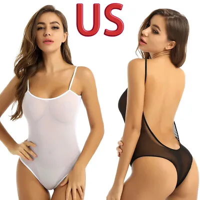 US Womens Bodysuit Body Stocking Lingerie Crotchless Fishnet Babydoll Sleepwear • $3.63