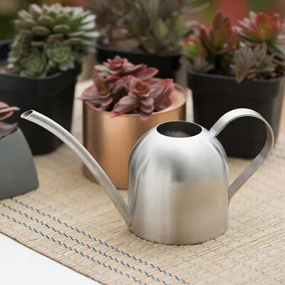 500ml Stainless Steel Watering Can - Metal Watering Can With Long Spout Silver • £13.32