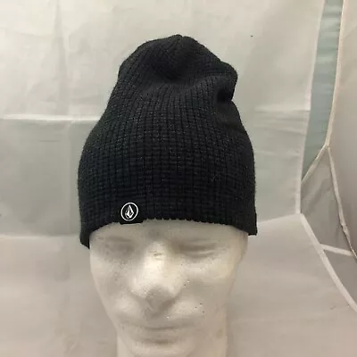 Volcom Beanie Hat Adult One Size Dark Charcoal Knit Cap Logo Skate Grunge • $12