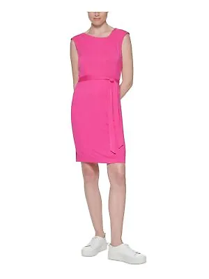 CALVIN KLEIN Womens Sleeveless Asymmetrical Neckline Above The Knee Sheath Dress • $16.99