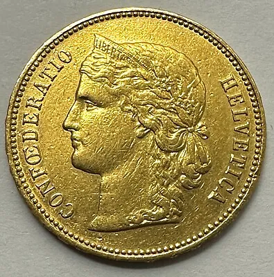 1896 Switzerland Twenty 20 Francs Libertas Helvetica Gold Coin • $719.99