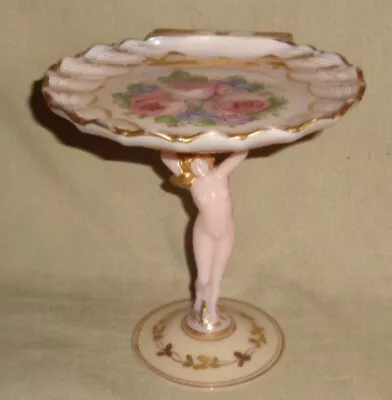 Vintage Cambridge Nude Pink Floral Painted Compote • $22.50