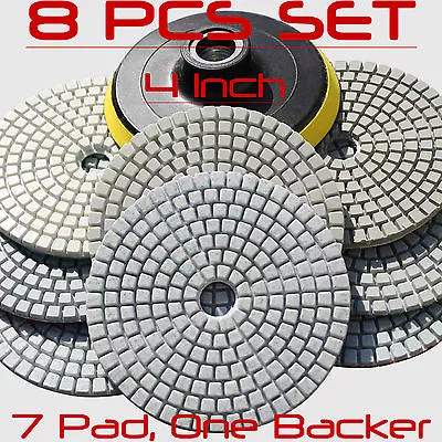 Diamond Polishing Pads 4 Inch Wet/Dry 8 Piece Set Granite Stone Concrete Marble • $19.99