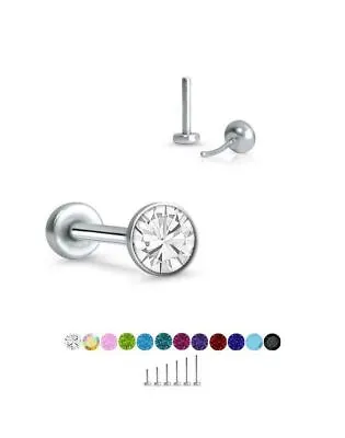 Threadless Labret Push Pin Nose Ring Steel Monroe Stud 2.5mm CZ 16G 18G 20G • $14.99