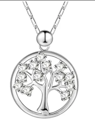 Tree Of Life Crystal Necklace Silver 18 Inch With Extender Comes Gift Boxed 979 • £9.95