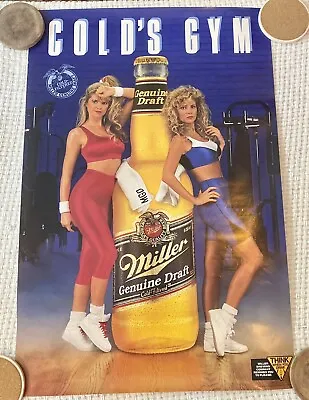 Vintage 90s Miller High Life Beer Poster Cold’s Gym Sexy Models Rare • $12.75