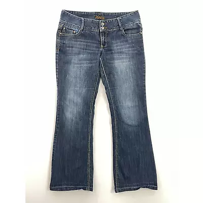 Vanity Womens Dakota Boot Cut Jeans Blue Stretch Dark Wash Low Rise Denim 30 • $22.99