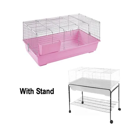 Indoor Rabbit Guinea Pig Cage With Stand 100cm Pink Single Tier Brand New • £62.04