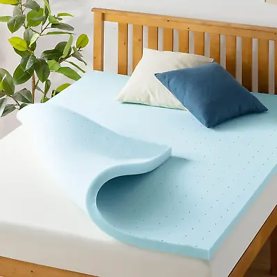 1.5 Inch Ventilated Memory Foam Mattress Topper Cooling Gel Infusion Certipur- • $32.46