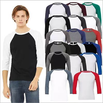 Unisex Triblend ¾ Sleeve Baseball T-Shirt Raglan Sleeve Casual Adults Tee Tops  • £9.77