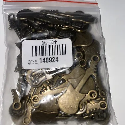 Jewellery Making Bronze Guitar Metal Charms  Bundle Arts And Crafts New • £5.99