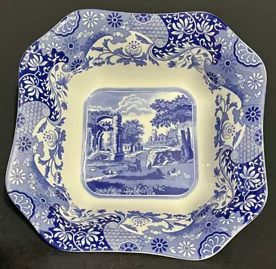 Spode Blue Italian 9 1/2  Square Salad Vegetable Serving Bowl Dish New In Box • $76.41