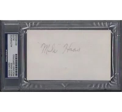 Mule Haas Signed Index Card - PSA DNA • $55