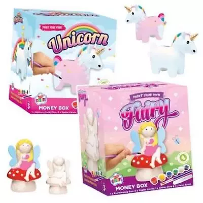 Paint Your Own Money Box Piggy Bank Kids Craft Unicorn Fairy Birthday Toys Gift • £6.95