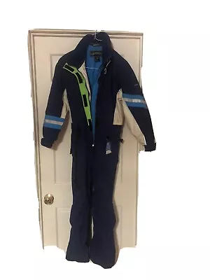 Obermeyer Women's Ski Suit Sz 10 Vintage Navy Blue Hooded Snowsuit Thermolite • $59