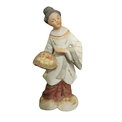 Vintage Ucagco Ceramics JAPAN Ceramic 6  Woman Figurine Holding Apples • $30