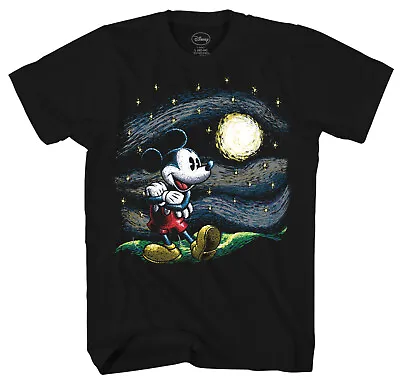 Disney Mickey Mouse Starry Night Men's Black T-Shirt New • $15.99