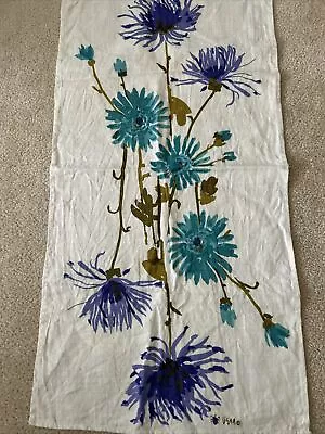 Vtg 60s Vera Neumann Ladybug Blue Purple Chrysanthemums Linen Dish / Tea Towel • $29.99