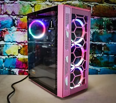 Custom Pink Gaming Desktop PC Intel I7 Quad 16 GB SSD + 1 TB Nvidia RTX 3050 8GB • $619